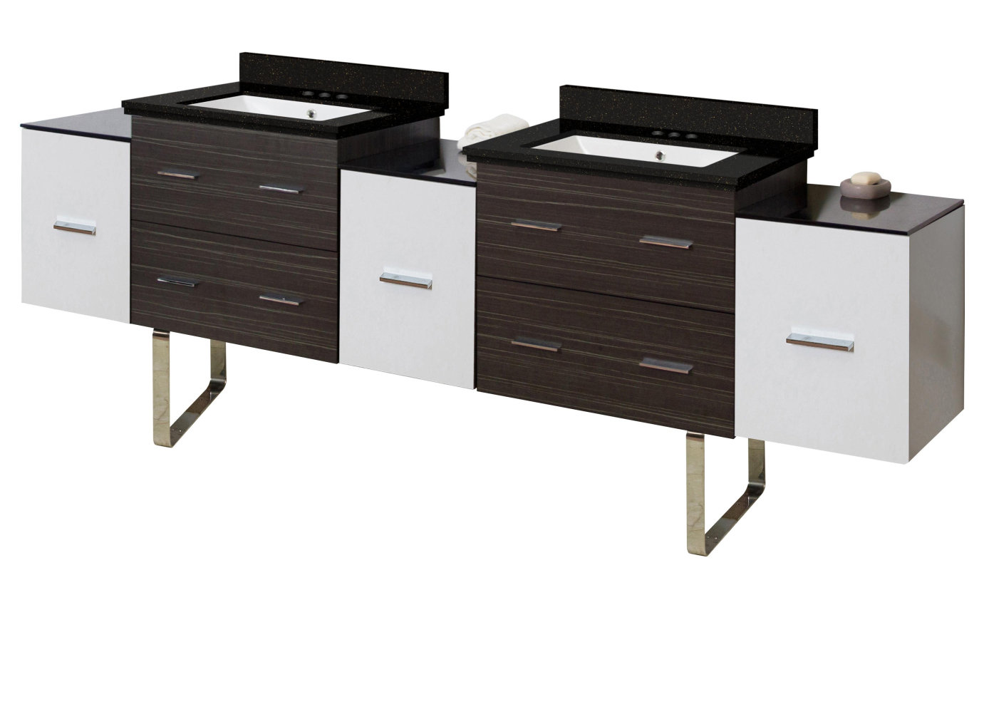 Plumbing N Parts 90'' Double Bathroom Vanity with Manufactured Wood Top ...