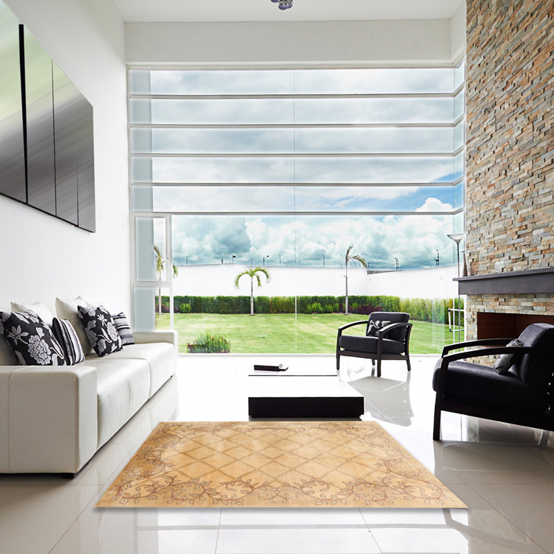 Surface beige contemporaine tapis, Carré 6 pi
