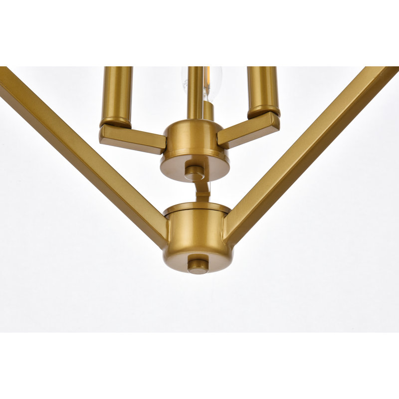 Luminaire suspendu géométrique 3 lumières Durgin, Laiton