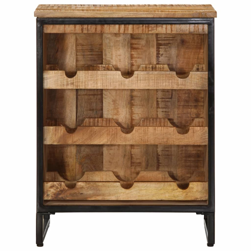 Wine Cabinet 33 cm Rough Mango Wood, 70cm H x 55cm W x 33cm D