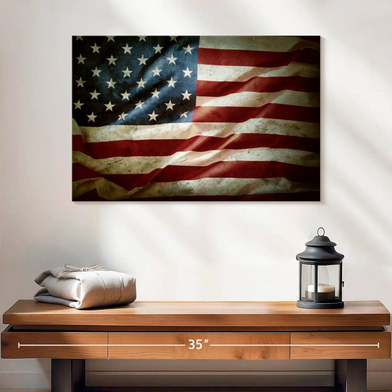 Wavy Vintage US Flag, 16" H x 24" W