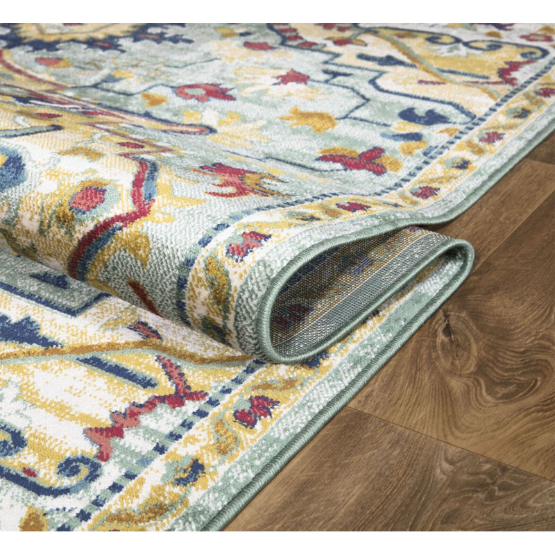 Aaminah Rectangle Floral Berber Indoor / Outdoor Area Rug, Rectangle 60 x 110cm