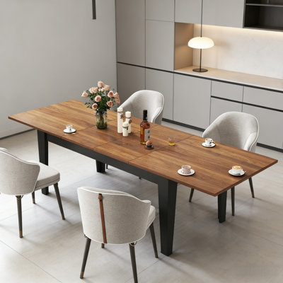 106" Large Extendable Dining Table | Modern Space-Saving Folding Kitchen Table For 8-10 People