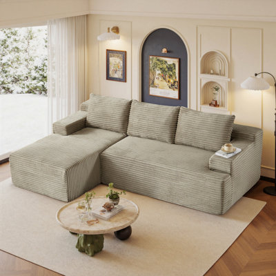 Boneless 96" Sectional Couches For Living Room Modern Modular L-Shape Cloud Sofa Compression-Boneless Deep Seat Couch With Chaise