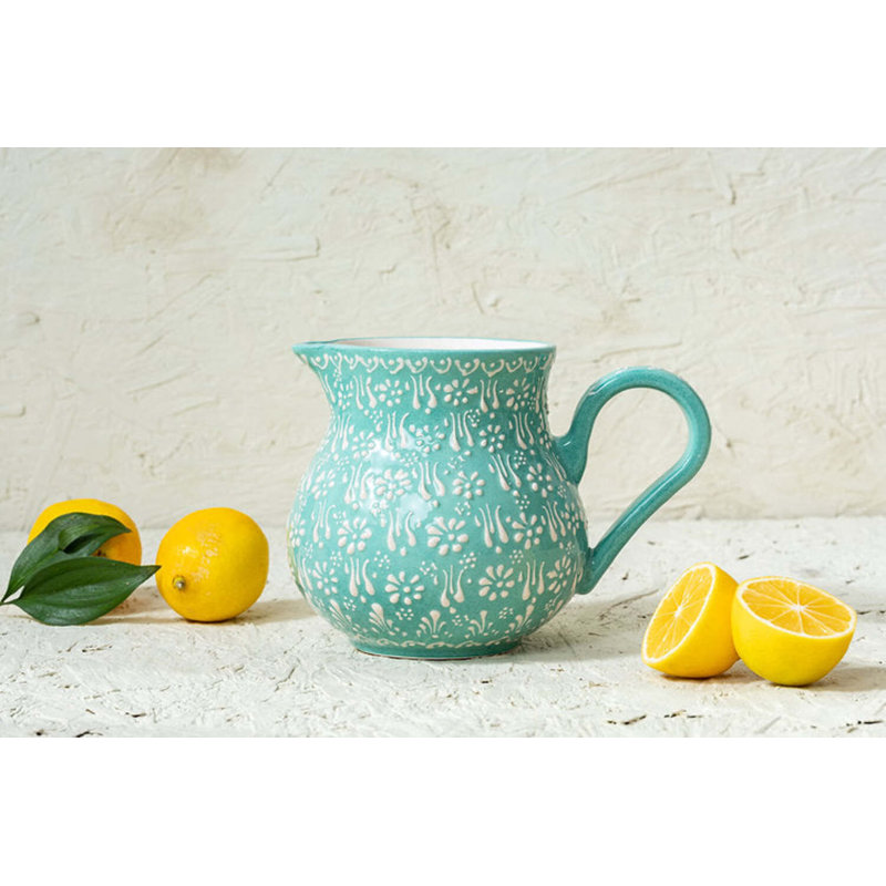 Hand Painted Ceramic 45oz. Ceramic Pitcher, Green