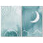 Aquarelle, rayons du soleil brillants et croissant de lune, art abstrait sur toile, 2 pièces-92285657-92285656