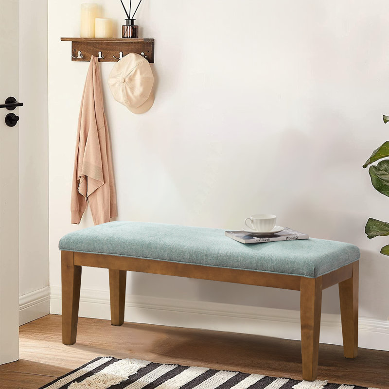 Isaura Polyester Upholstered Bench, Teal