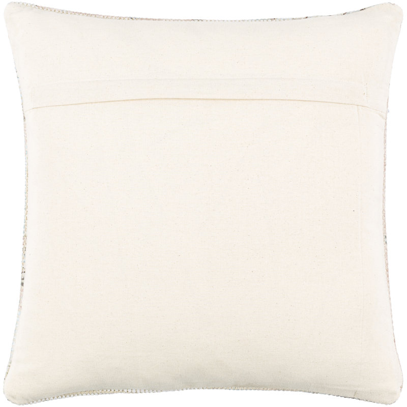 Samsun 22'' Beige and Blue Cotton Blend Reversible Throw Pillow