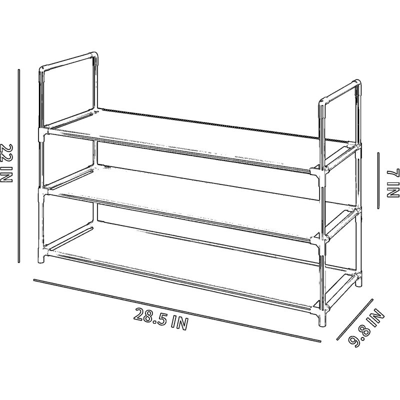 Stackable 3-Tier Shoe Rack Organizer, Sturdy Durable Storage Shelf For Entryway, Closet, Or Bedroom, Holds 10-12 Pairs Of Shoes
