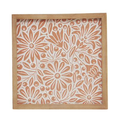 Cadre mural floral en bois jaune 13,5 po