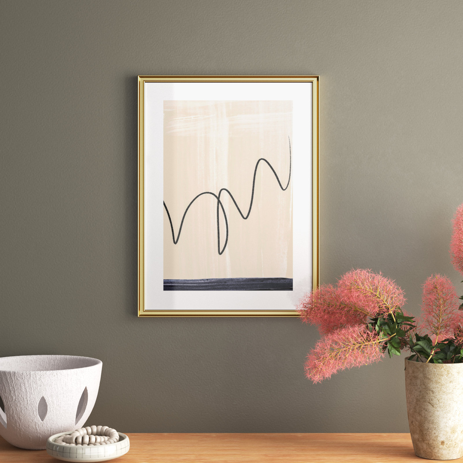Tigerlily "Departured II" Painting, 24.25" H x 18.25" W x 0.88" D, Gold Framed Paper