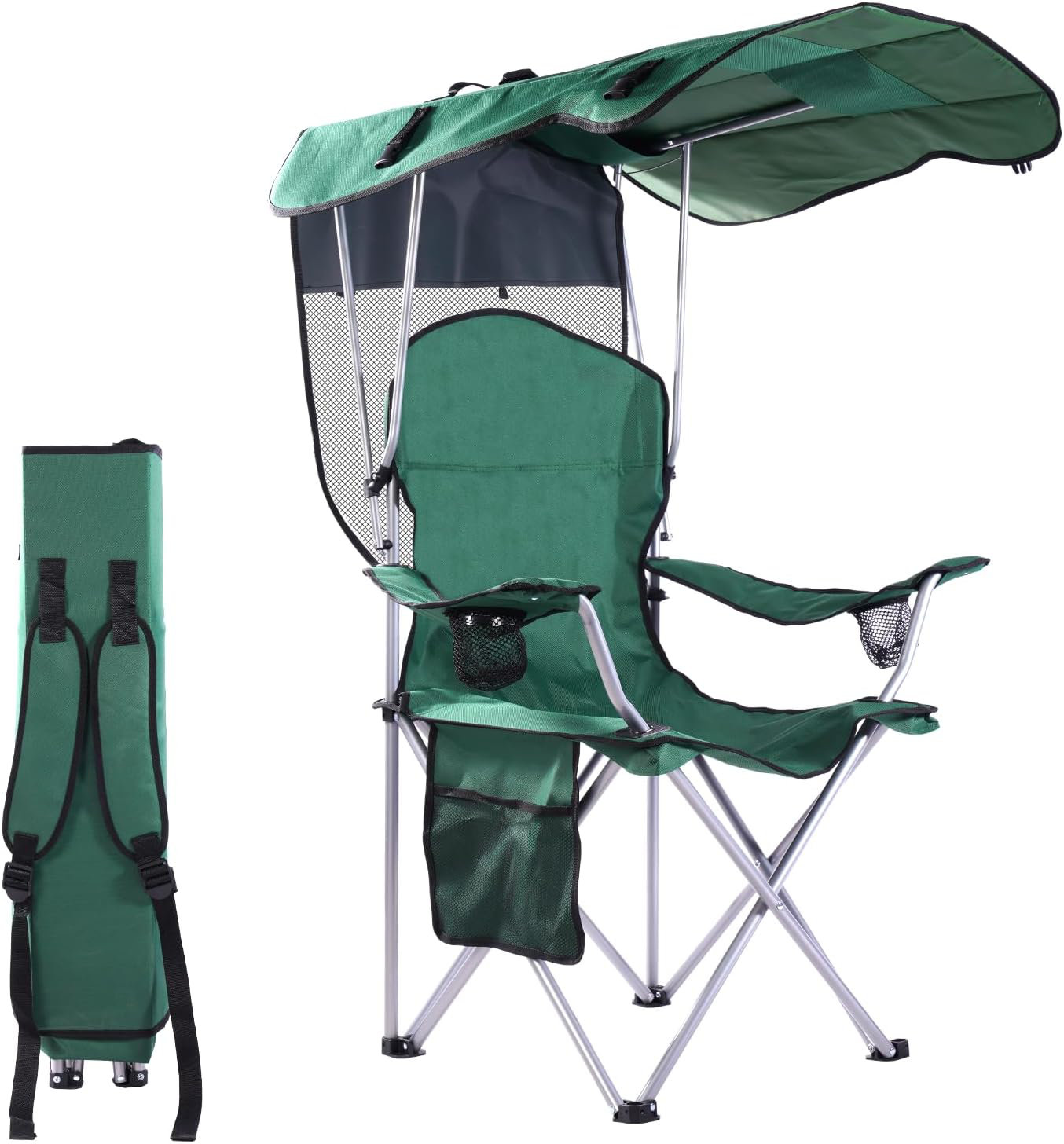 Portable Folding Camping Chairs with Canopy Shade, Beach Chair for Adults, Durable Weather Resistant 600D Oxford Cloth, Camping Chair with Canopy for, image size:1354x1456