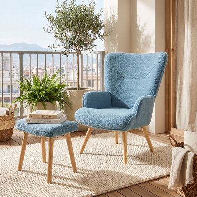 Upholstered Armchair With Footstool