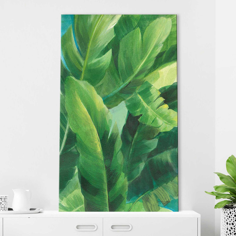 Palmes des tropiques II - peinture, Toile tendue, H 48 po x l 28 po x P 1,5 po