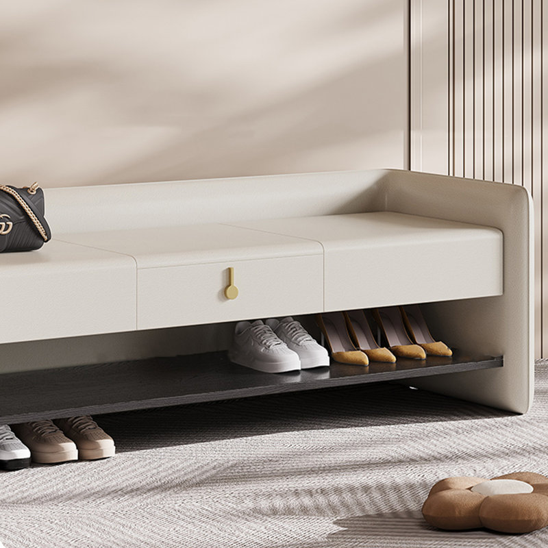 Banc de rangement rembourré pour chaussures, Beige