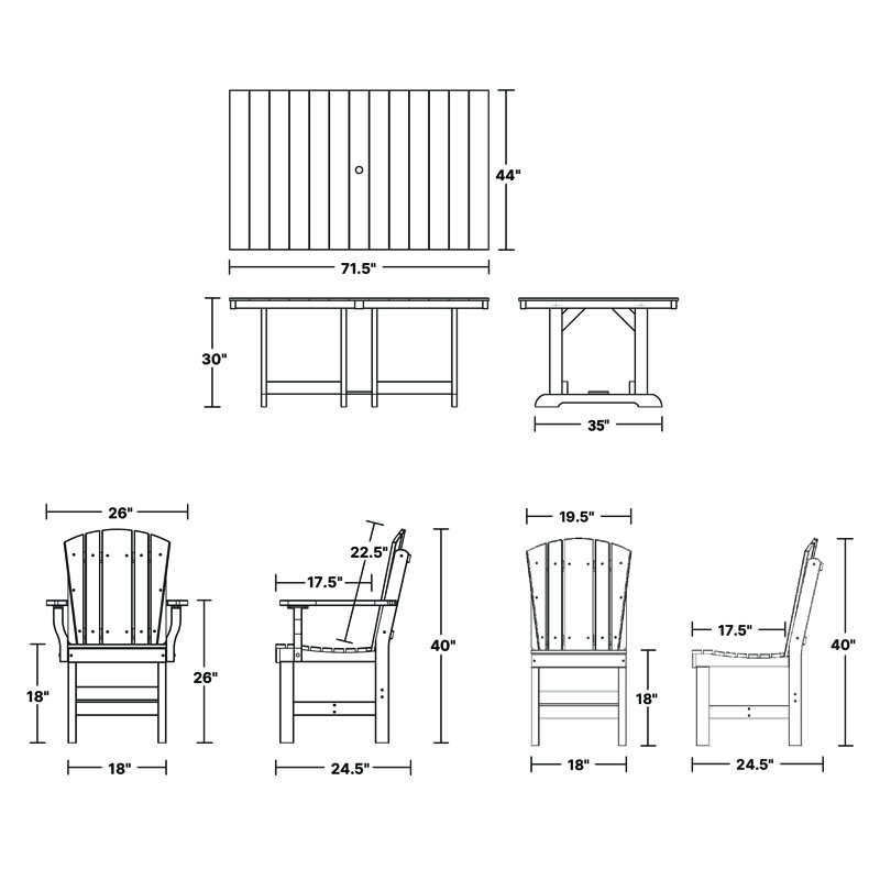 Heritage Dining Set, Turf Green/White, 7-Piece