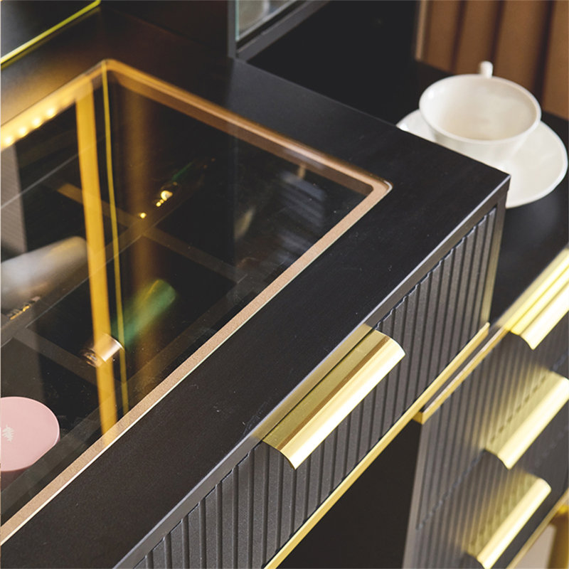 Bureau de coiffeuse avec miroir et lumières, Noir