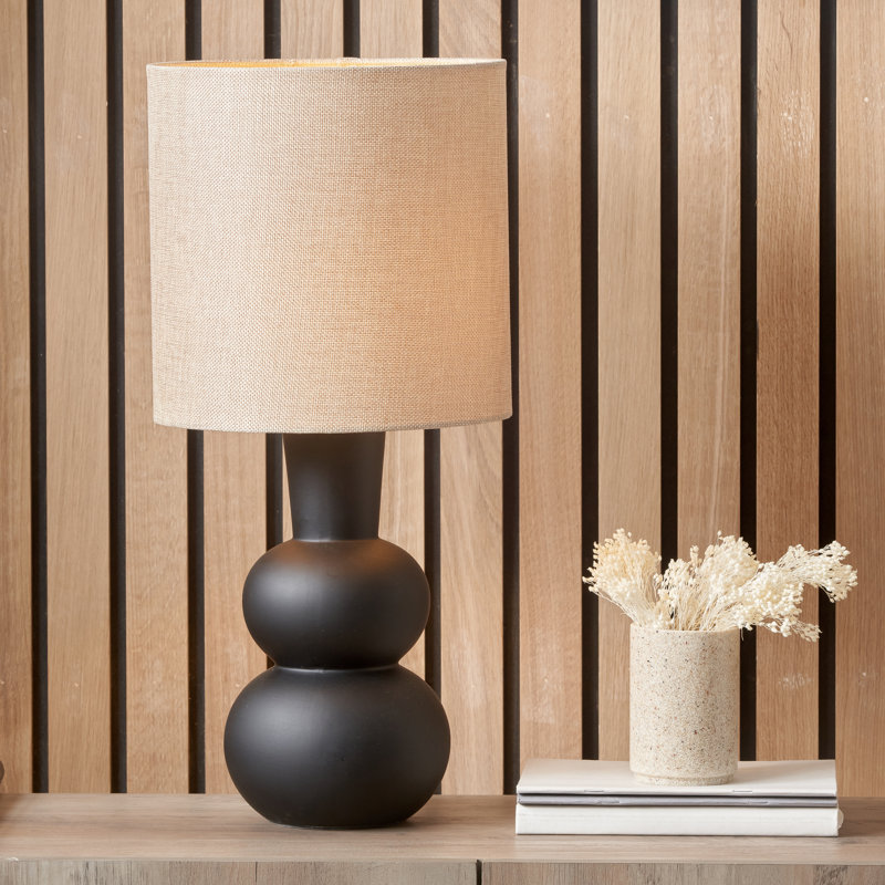 Rivoli Ceramic Table Lamp, Matt Black 