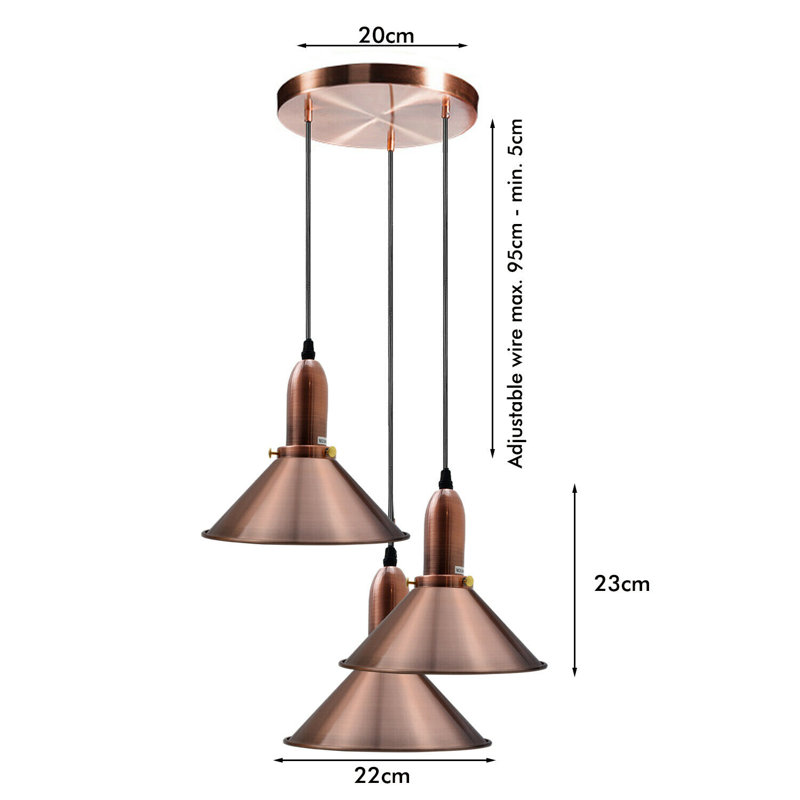 Guthrie 3 - Light Cluster Pendant, Copper