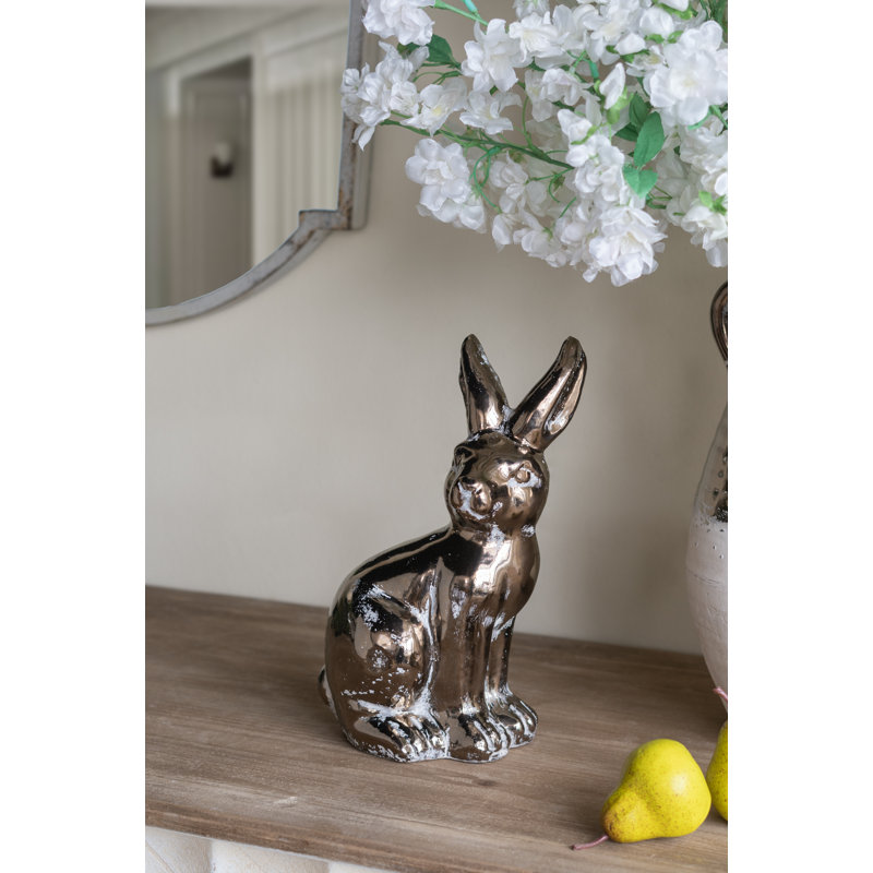 Sitting Bronze Terracotta Rabbit Figurine