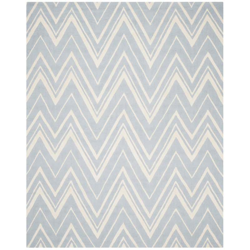 Sanyla Hand Tufted Wool Chevron Rug, Rectangle 9' x 12'