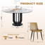 Élégante table de salle à manger en pierre frittée de 53 po avec plateau tournant et style industriel moderne pour la cuisine et la salle à manger