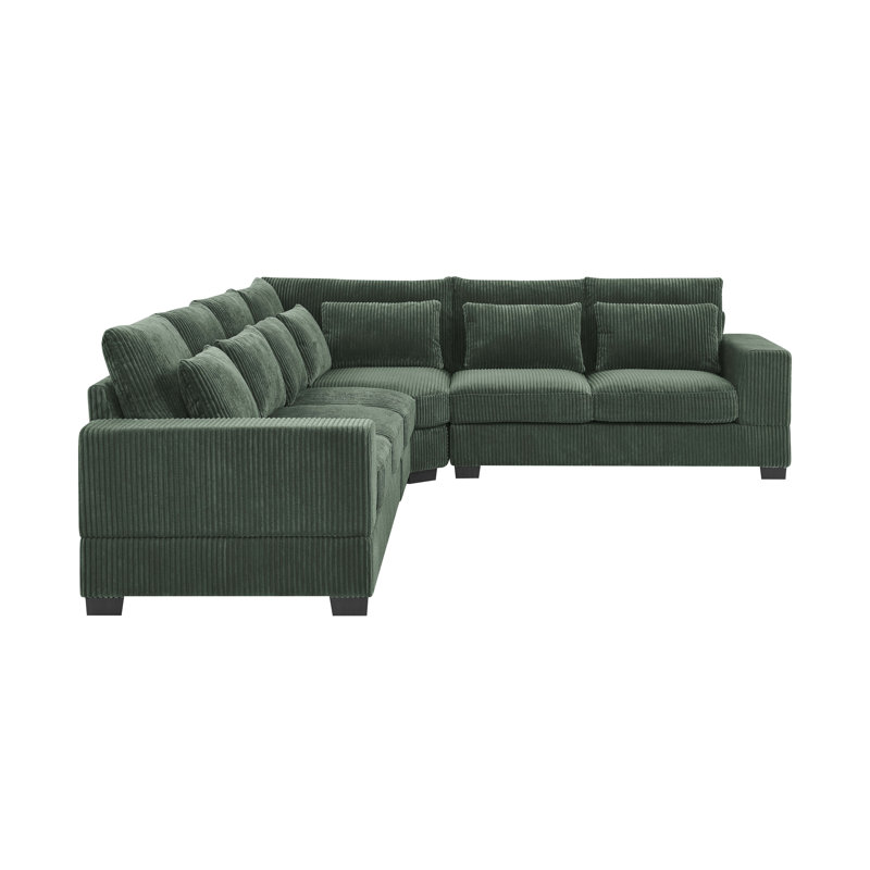 Laguna Modular Corduroy Sectional, Green Corduroy