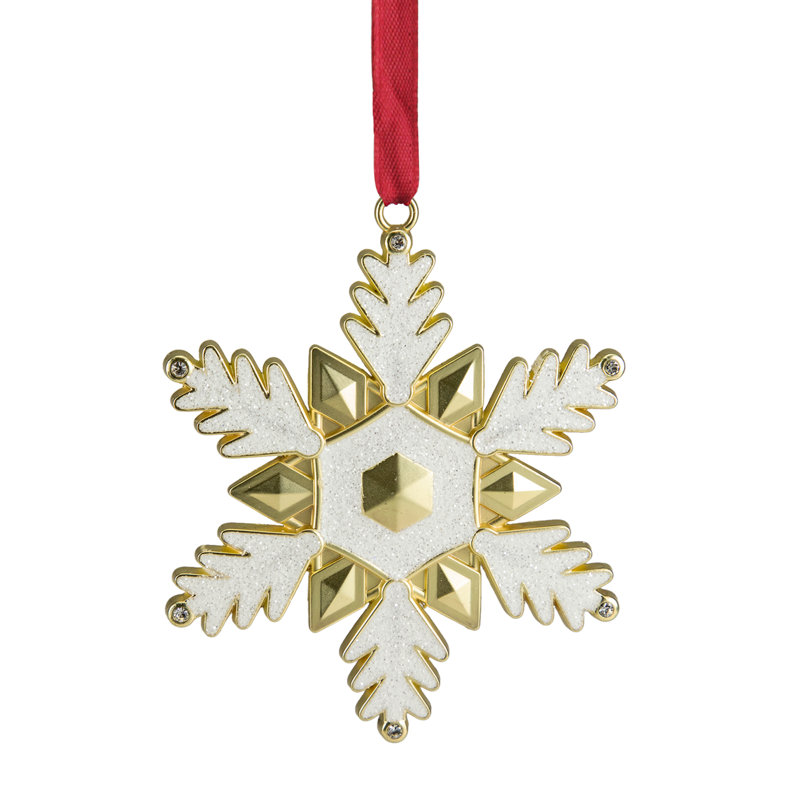 Ornement de Noël flocon de neige plaqué or 3,5 "avec cristaux européens