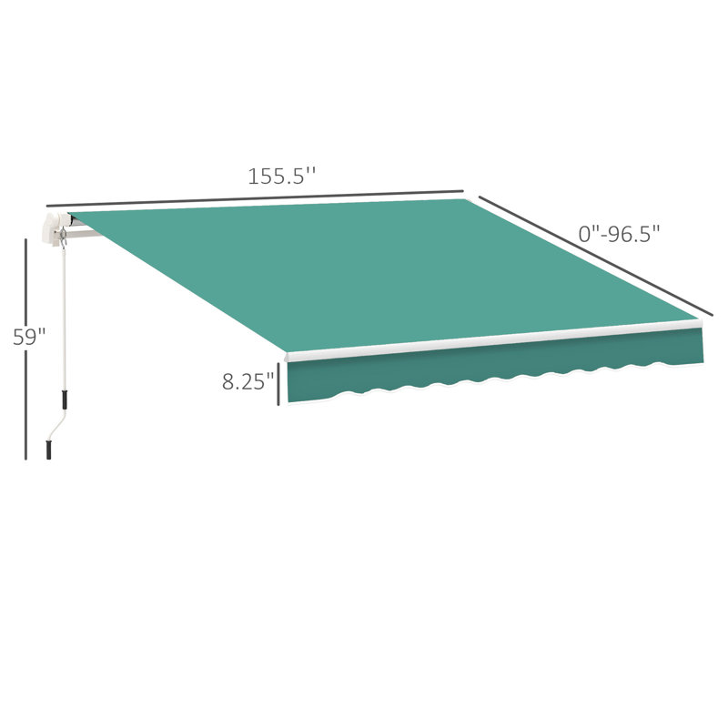 13' X 8' Awning For Deck - , , & Water , Manual Operated Crank Patio Water-,