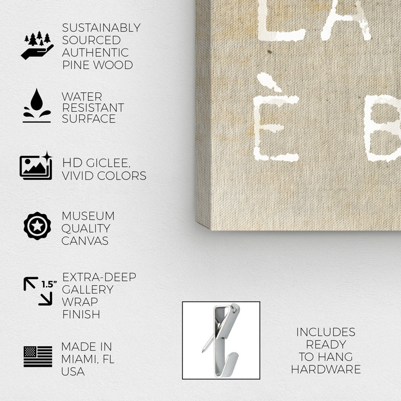 «Life is Beautiful Typographie and Quotes», reproduction d'art textuel sur toile, H 30 po x l 45 po, Toile