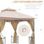 Outsunny 3 x 3m Garden Gazebo Double Tier w/Metal Frame Netting Beige