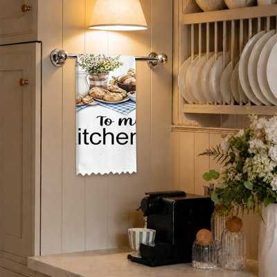  Linges de cuisine en microfibre, linges à vaisselle réutilisables absorbants, décoratifs résistants à la décoloration, 16 po x 24 po, slogan de cuisine blanc