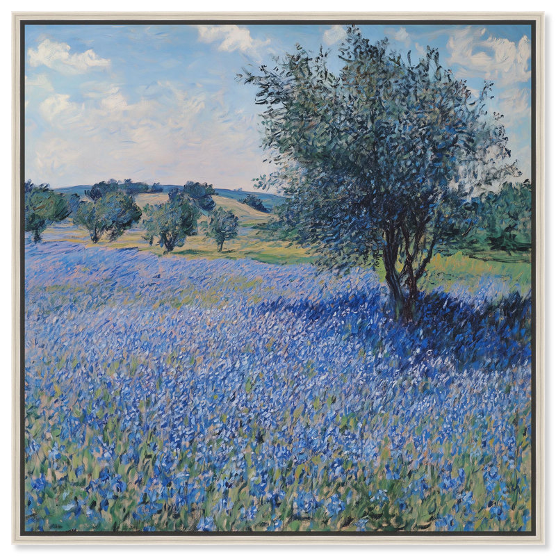 Toile Bluebonnet Meadow II par Art Remedy, H 31 po x l 31 po, Blanc, Cadre flottant