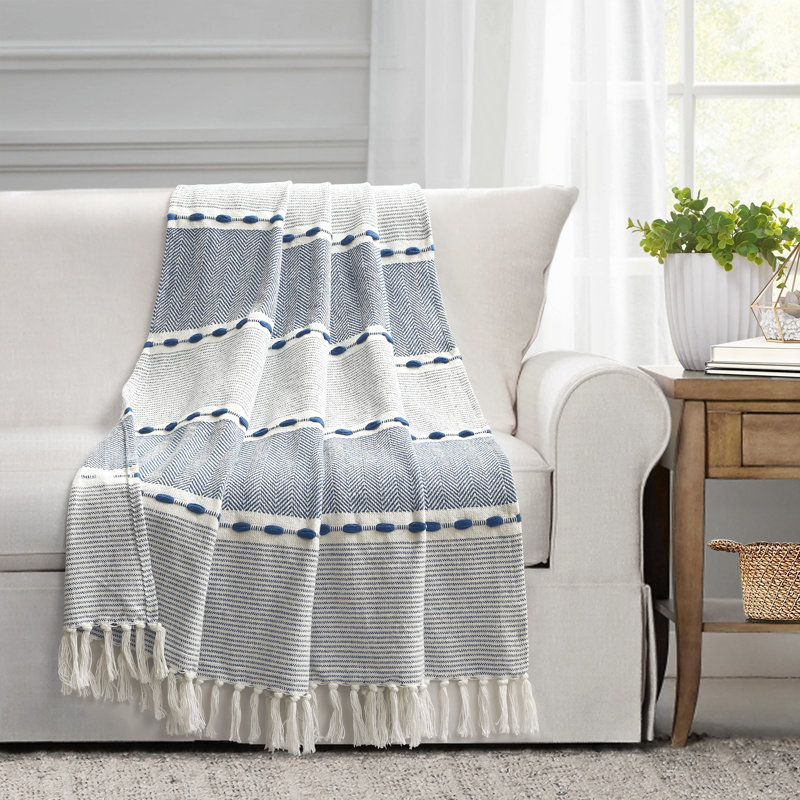 Jeté en coton , Bleu marine