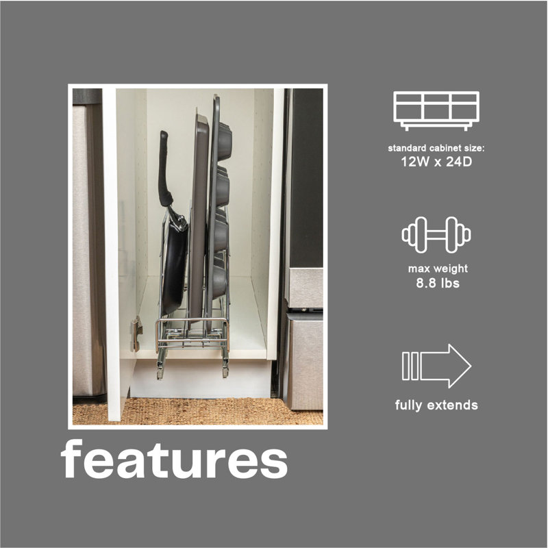 Chrome-Plated Steel Pull-Out Storage Organizer for Cookware
