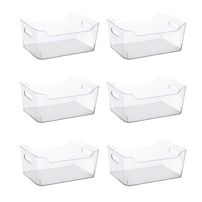 Large Rectangle Clear Fridge, Kitchen, & Pantry Stackable Storage Bin With Handle