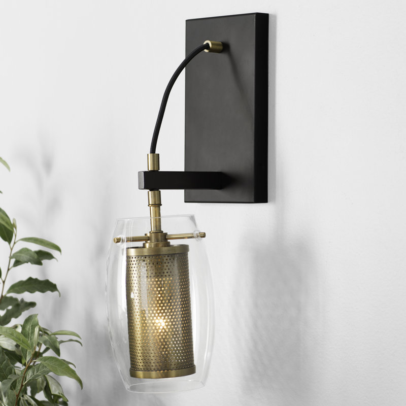 1 - Light Dimmable Brass/Bronze Armed Sconce
