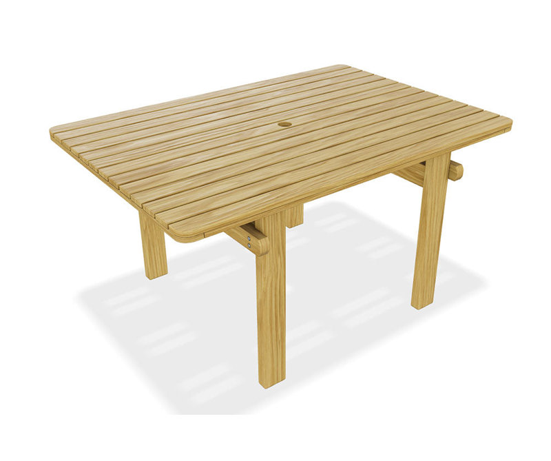 Rectangle Redwood Solid Wood Outdoor with Umbrella Hole Dining Table - 100 cm W 145 cm D