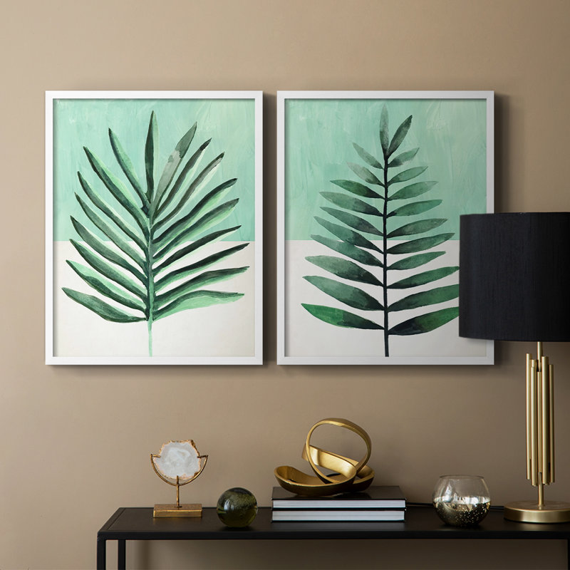 Impression encadrée Verging Palm I-Premium - prête à être accrochée - aucun clou requis - aucun clou requis, Blanc