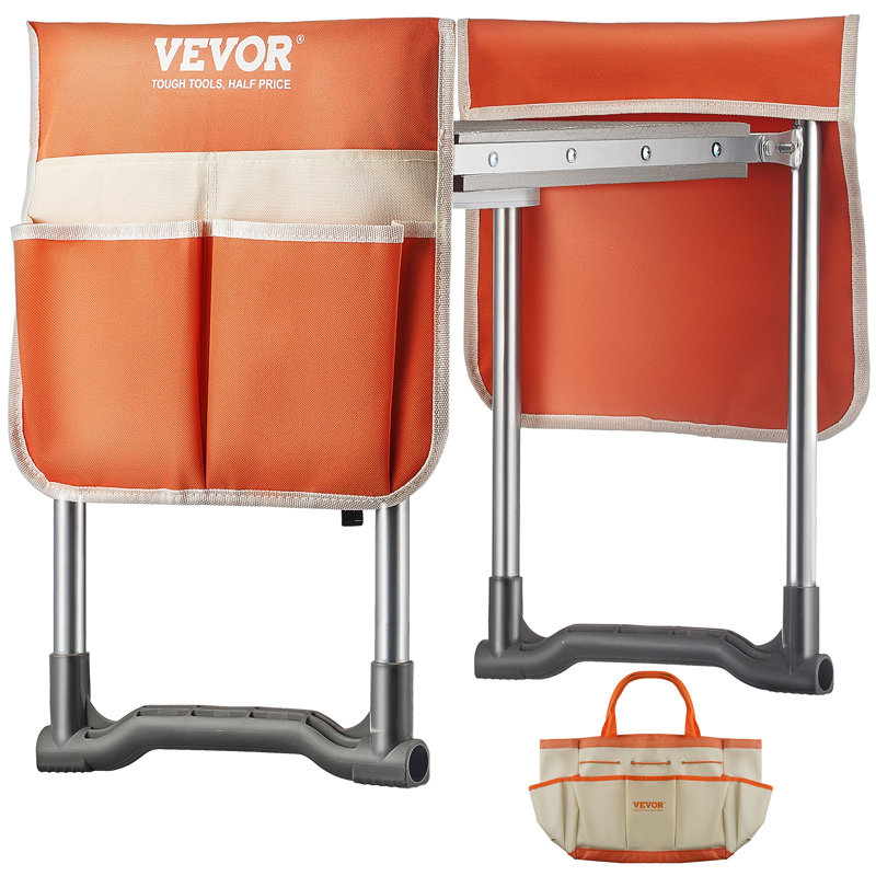 Yellow and Silver Foldable Garden Kneeler and Seat with Tool Bag