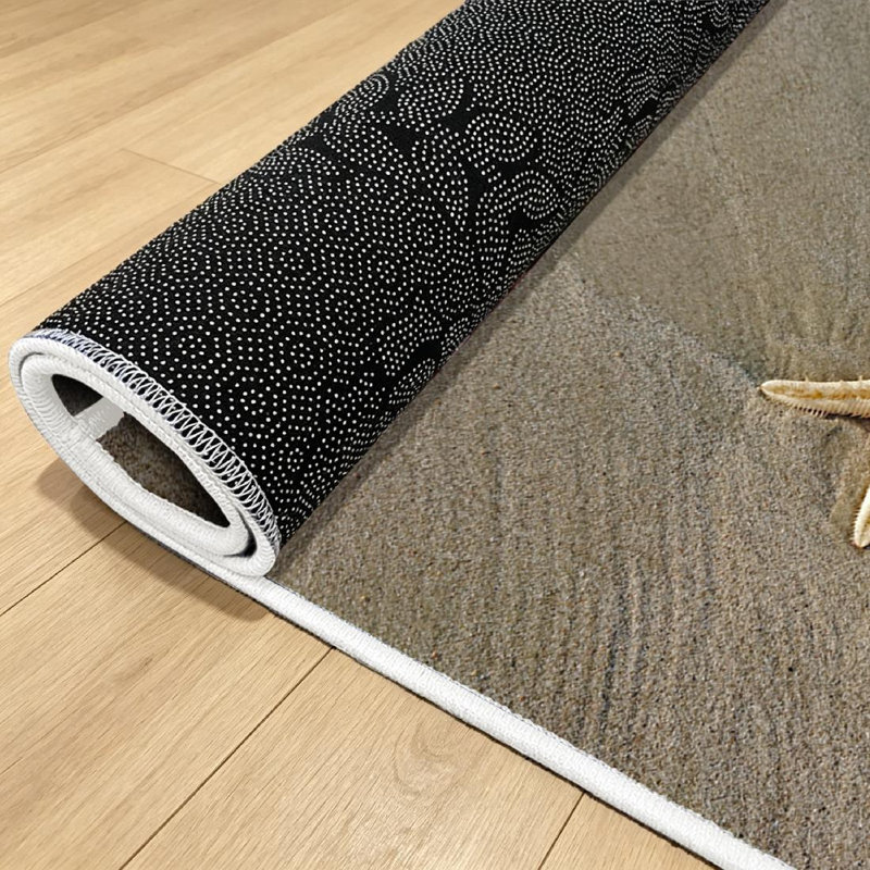 Tapis brun lavable à la machine avec étoiles de mer