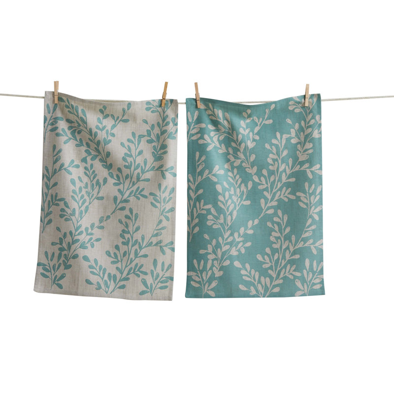 Canyon Print Leafy Vine Purple Kitchen Towel Set  Everyday Dishtowels, Machine Washable., Purple