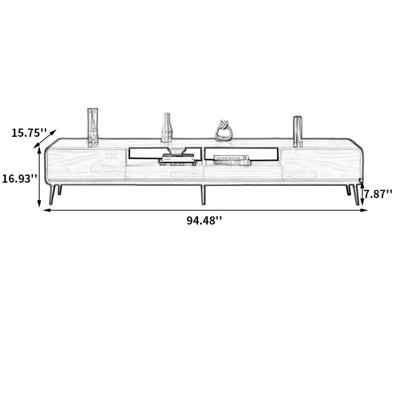 Meuble télé Nordic, Noir / brun, H 16,93 po x L 94,48 po x l 15,75 po