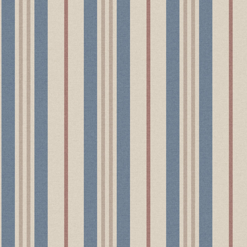 Joules Grove Stripe Pink/Blue Striped 10m x 52cm Matte Wallpaper Roll, Blue