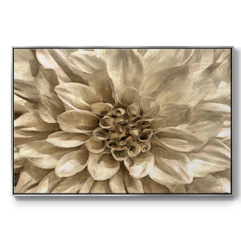 «Neutral Wall Flower I», reproduction d'art sur toile, H 25 po x l 37 po x P 2 po, Argent
