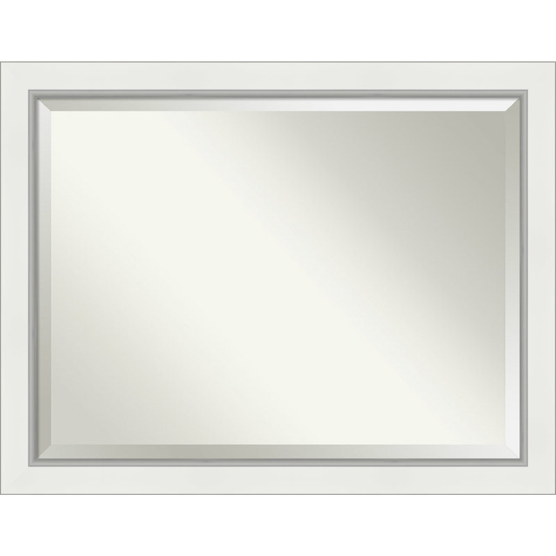 Miroir mural Quade, 45 po x 35 po, Blanc satiné / argent