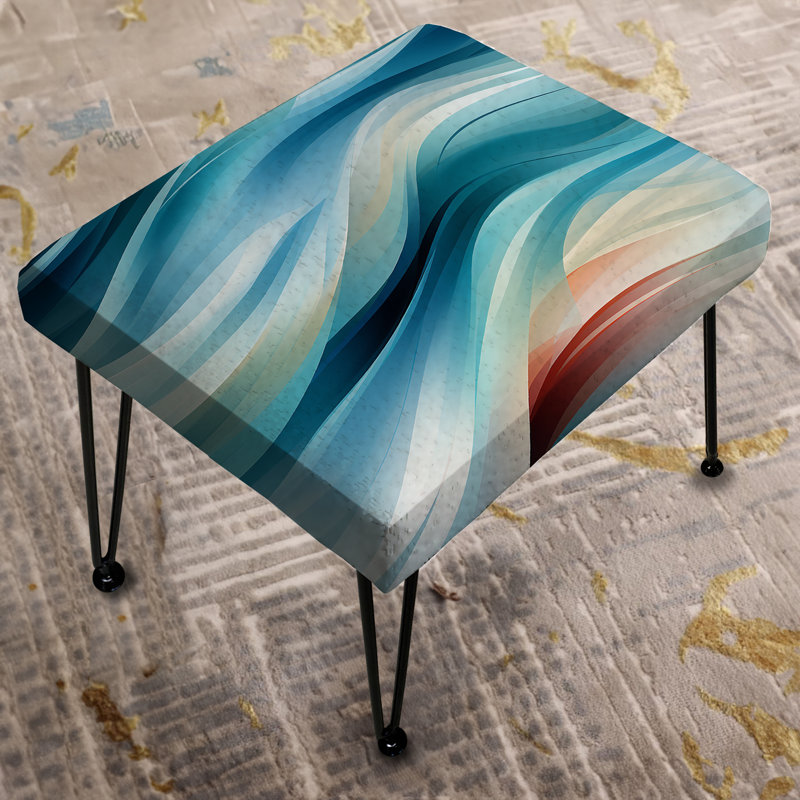 Blue Harmony Of Waves Pattern - Striped Rectangle Ottoman