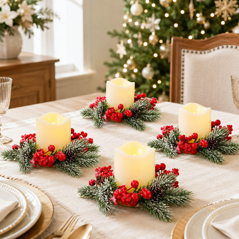 Ensemble d'anneaux de bougie Christmas Cerry