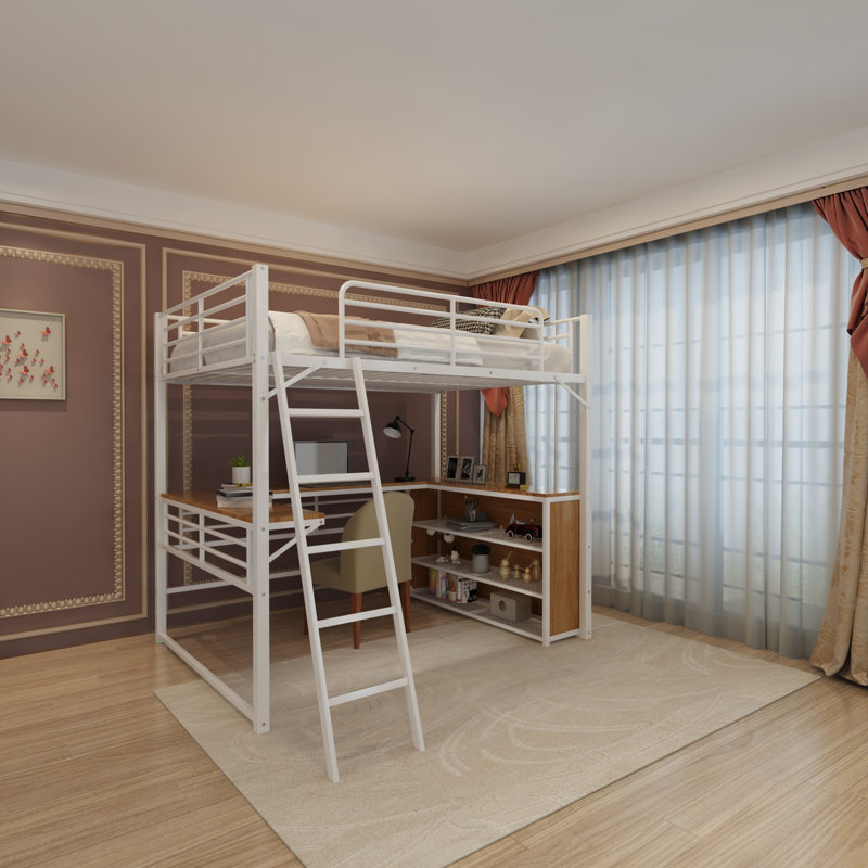 Azhar Kids Loft Bed, White, Full