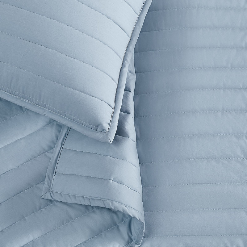 Cotton Standard Quilt, Full / Queen Quilt + 2 Standard Shams, Sky Blue